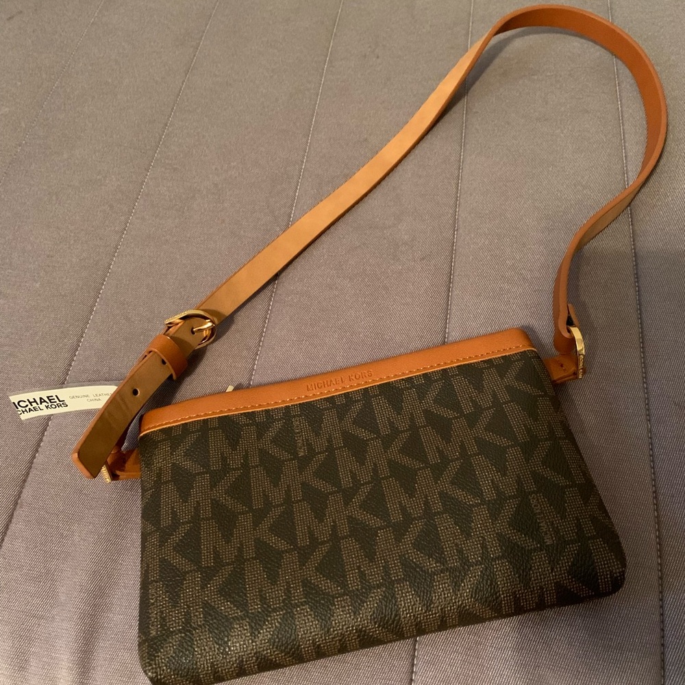 New MK waist bag/ Fanny pack size XL brown leather